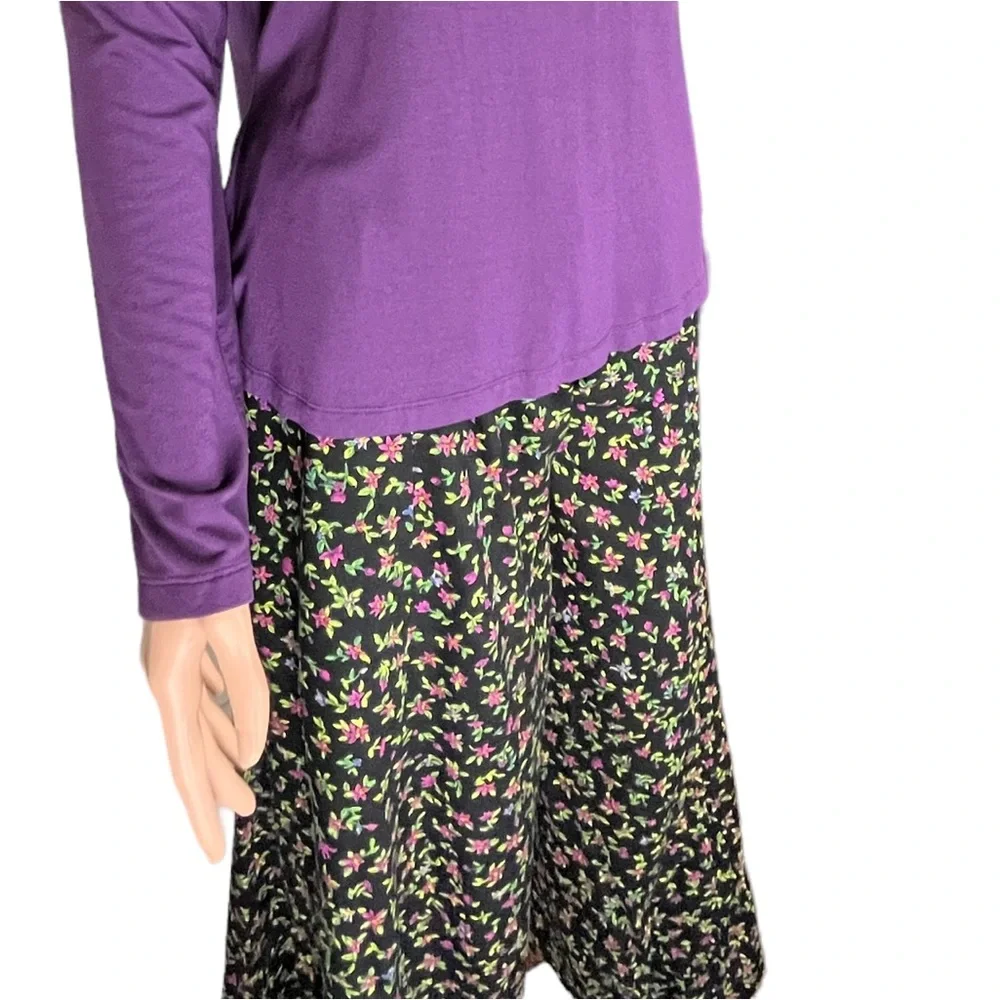 Liz Claiborne Black Floral Midi Skirt - Picture 3 of 10